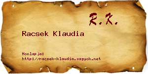 Racsek Klaudia névjegykártya